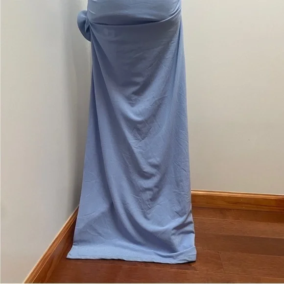 NEW! Delfi Collective- Lana Maxi Dress Sparkly Blue Slit Thigh Strapless Size M